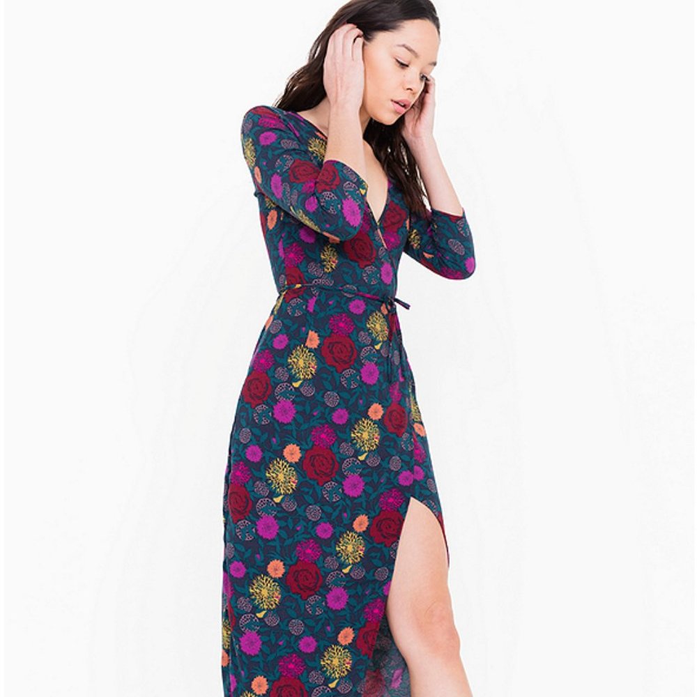 American Apparel Juliard Floral Maxi Wrap Dress